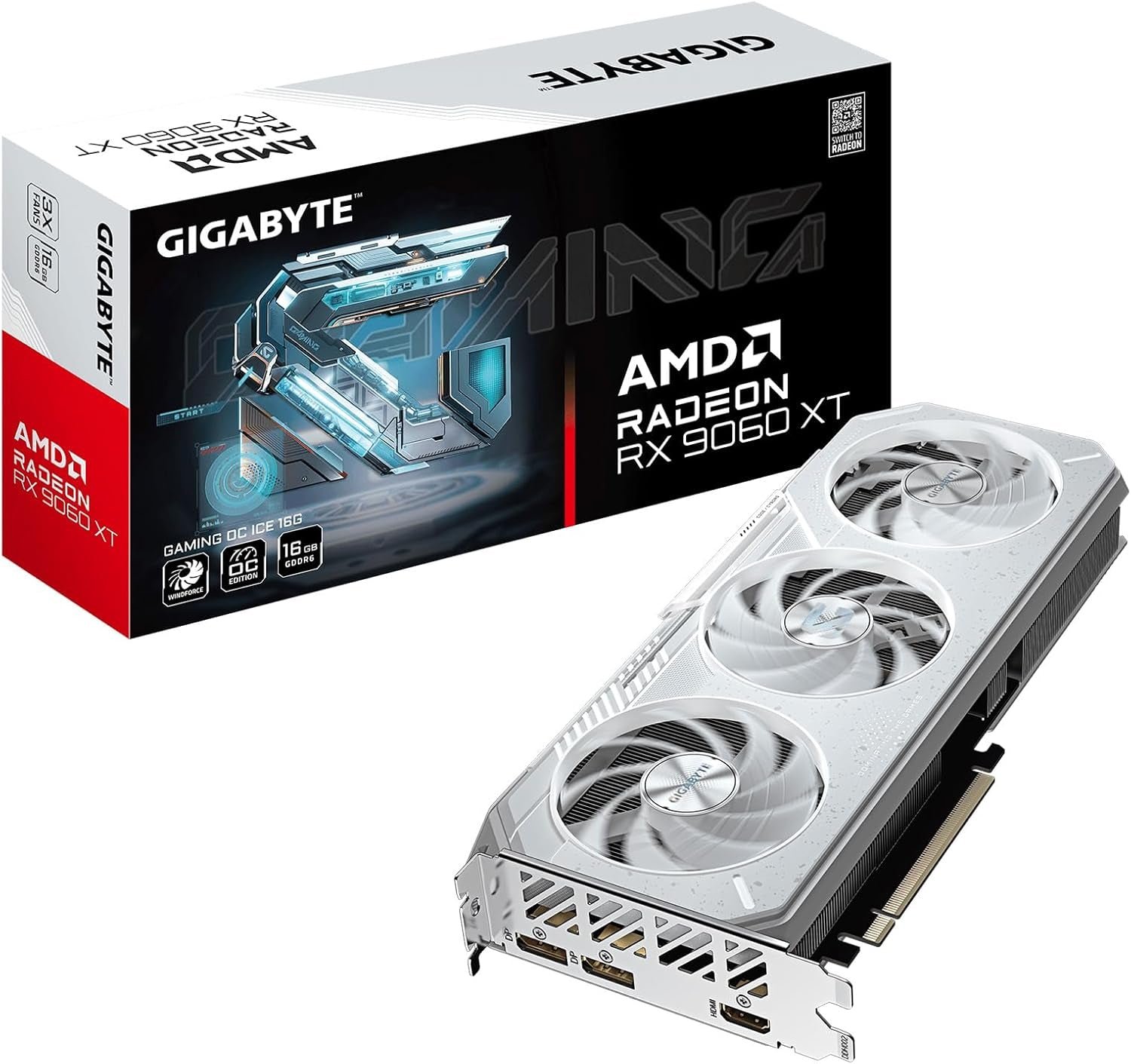 GIGABYTE Radeon RX 9060 XT Gaming OC ICE 16G 16GB GDDR6 Graphics Card