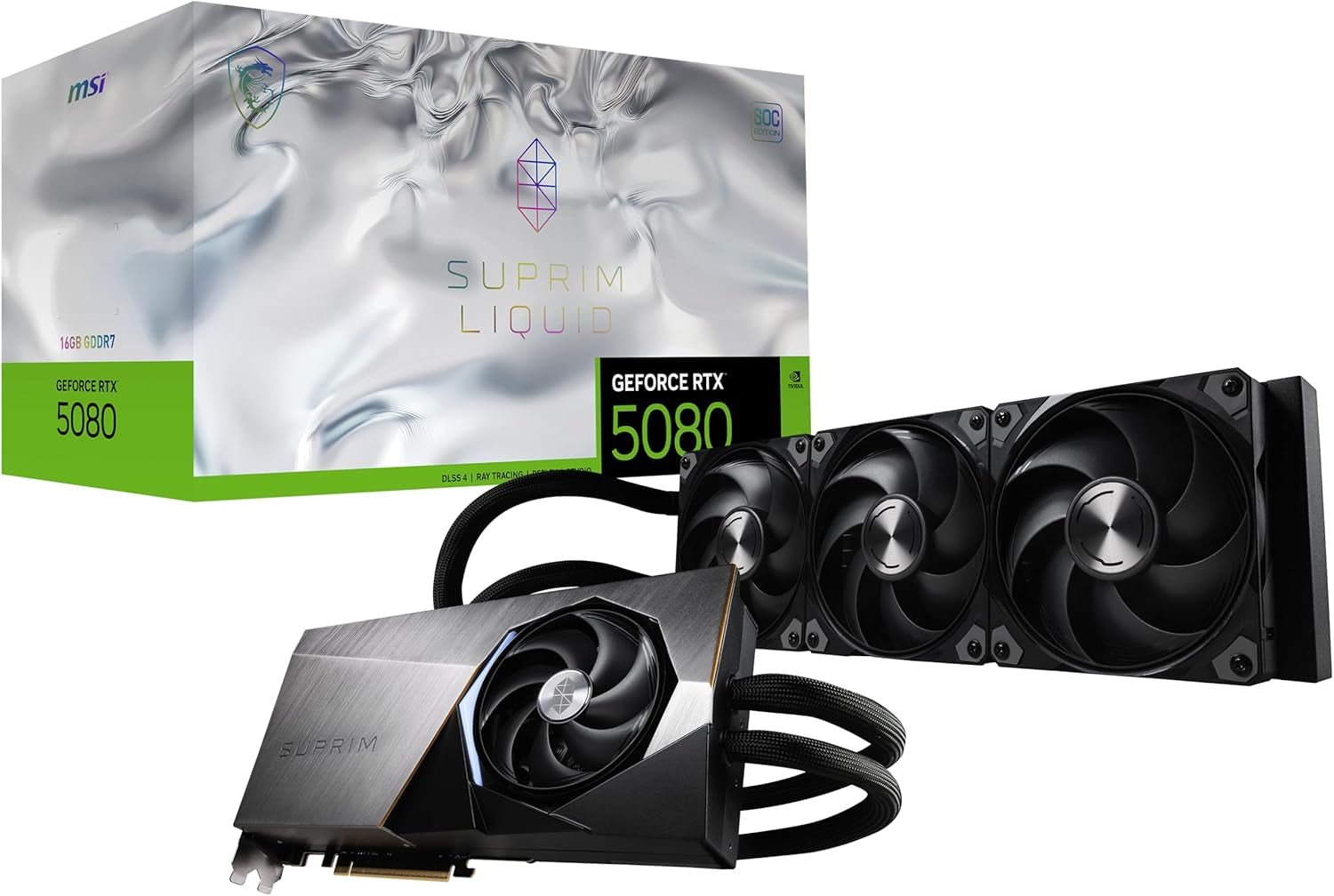 MSI GeForce RTX 5080 16G SUPRIM LIQUID SOC 16GB GDDR7 Graphics Card