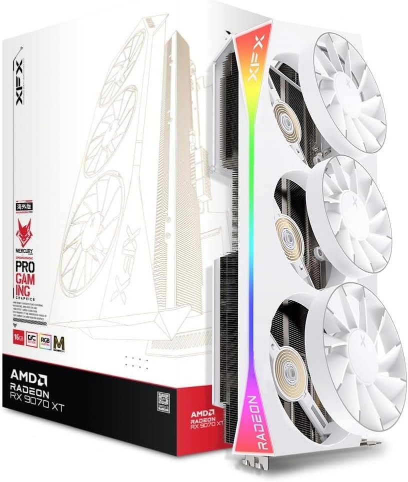 XFX Mercury AMD Radeon RX 9070 XT OC Magnetic Air White Edition 16GB GDDR6 Graphics Card